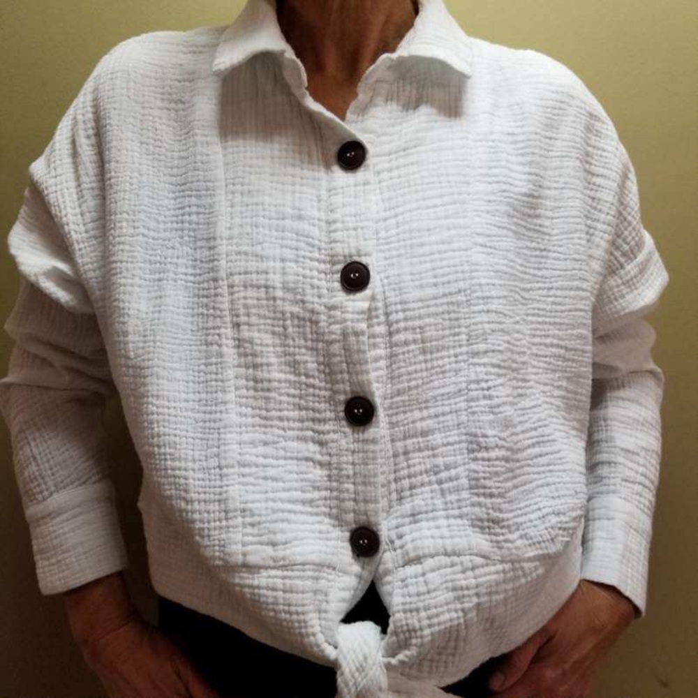 Free people tie at the waist button down shirt.